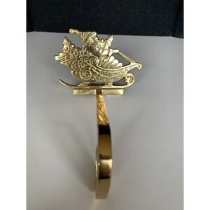 High Quality Solid Polished Brass Santa Sleigh Christmas Stocking Holder Hanger